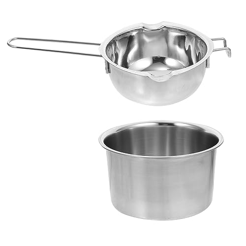 OFFSCH Pentola a Bagnomaria in Acciaio 201 Da 600ml Per Sciogliere Cera, Cioccolato e Dolci Gancio Antiscivolo, Per Cucina e Fai-da-te