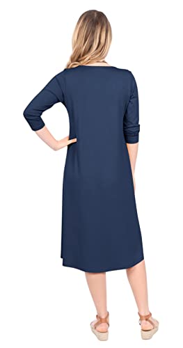 Image of Kosher Casual Women's Modest Lightweight Knit Mid Knee T-Shirt Dress with 3 /4 Sleeves