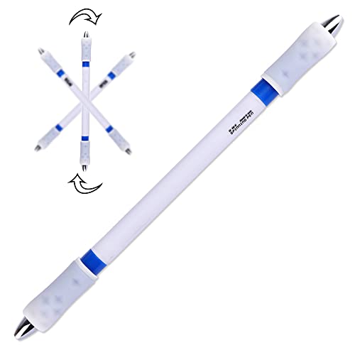 Pen Spinning Pens,Spinning Pen,Spinner Pen,Pen Spinning Mod,Fidget Spinners Pen,Rotating Ballpoint Pen That Can Write(Blue Ink),Pen Mods Spinning,Fidget Pen 1 Piece (White and Blue)