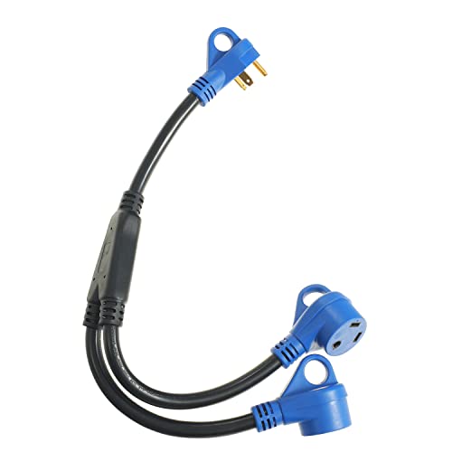 30 Amp Rv Splitter Adapter,Nema Tt-30P To Two Tt-30R Rv Plug Adapter,Y Power Cord Adapter For 30 Amp Rv,Split One 125V 30A Into Two 125V 30A Rv Extension Cord,2.3 Feet (Split 30A M To Two 30A F) #TOP4