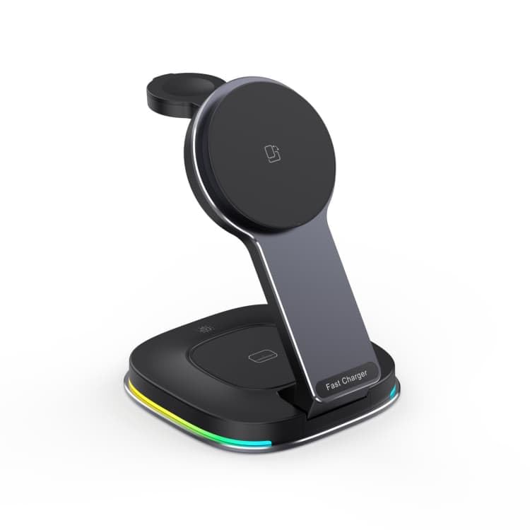 Image of MERISH 3-in-1 Wireless Charging Station, 15W Fast Charging, Compatible with iPhone /iWatch /iPods, Foldable Design (Black)