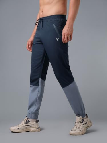 Image of TECHNOSPORT Mens Woven Regular Fit Activewear Joggers for Running, Gym, Sports and Regular Use Stretchable, Colorblock and Antimicrobial