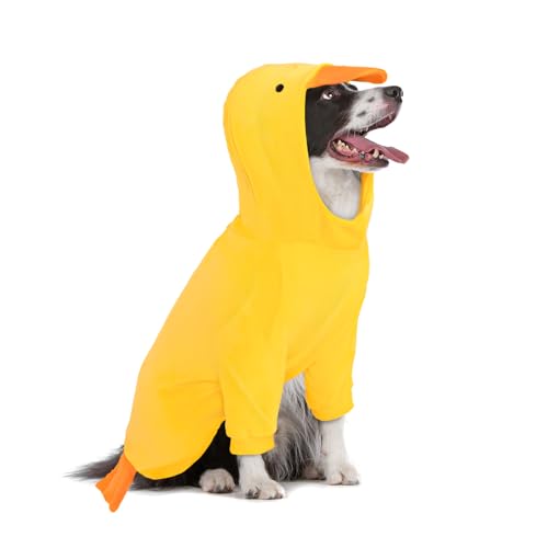 DELIFUR Dog Halloween Duck Costume - Adorable Dog Hoodies for Small Medium Pet Cute Animal Clothes Cosplay Sweatshirt Yellow (Duck, Large)