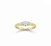 Silvart 1 Ct Oval Cut East West Diamond Classic Solitaire Accent Side Round Diamond Engagement Rings For Women 14K Yellow Gold Plated 925 Sterling Silver Handmade Customized Valentine Ring For Gifts