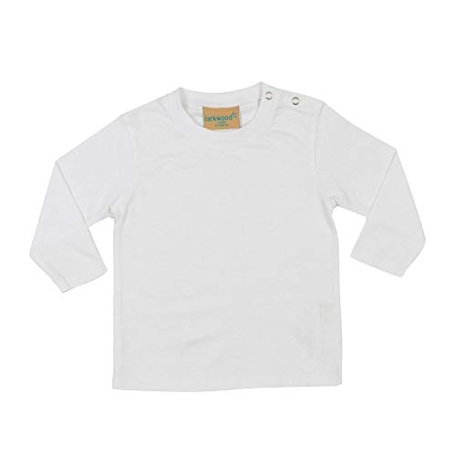 Larkwood- Camiseta de manga larga lisa para bebé unisex (3-4 meses/Blanco)
