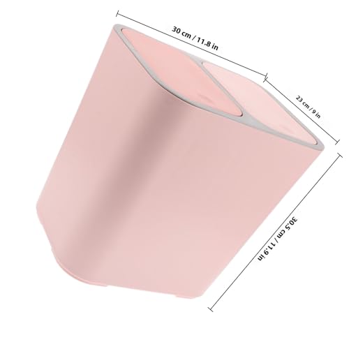 Caneca de basura rosa con doble tapa para cocina y baño miniatura 2
