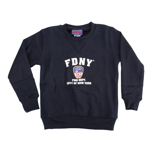 Artisan Owl New York Fire Department Style Embroidered Crew Neck Sweatshirt, NavyBlue