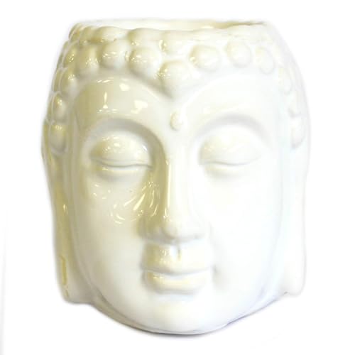Diseño de maceta de Buddah cera de fusión o quemador de aceite de cerámica color blanco