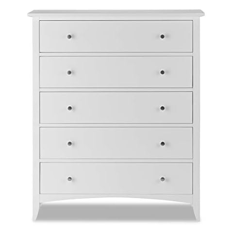 Edward Hopper white 5 drawer chest, ASSEMBLED, easy glide metal runners, chorme handles Cover