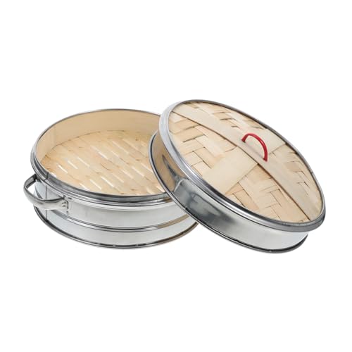 KAILIKETIY 不??包?双耳竹蒸籠と蓋 キッチン用多目的フードスチーマー 蒸し料理に 耐熱冷対応 点心 野菜 魚料理向け