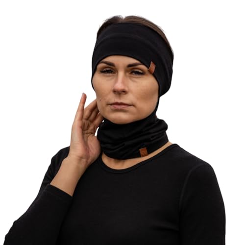 Conjunto de leggings para cuello y diadema deportiva menique en color negro