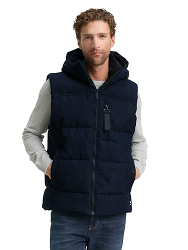 TOM TAILOR Herren Puffer Weste mit Abnehmbarer Kapuze
