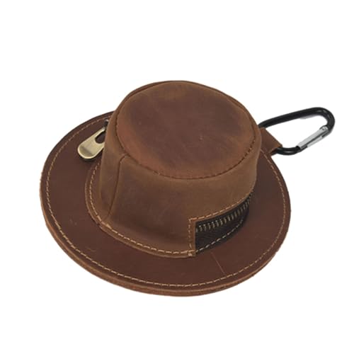 Cow Boy Hat Shaped Coin Purse Genuine Leather Zippered Change Organiser Miniature Keychain Wallet For Men Women Cowboy Hat Shaped Coin Purse