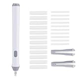 Tenwin Electric Battery Operated Automatic Pencil Eraser with 22 Eraser Refills for Sketching Pencils/Drafting Pencil/Graphite(White)