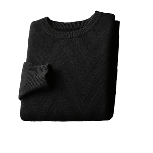 Men's Solid Merino Wool Sweater O-Neck Pullover Thickened Knitted Loose Base Layer Top
