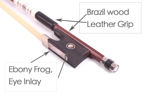 Image of Vetimobato 1 /2 Violin Bow - Brazilwood with Ebony Frog & Natural Mongolian Horsehair - Perfect for Adults, Students, Beginners - Traditional Fiddle Bow for 4 /4 Violins (1 /2)