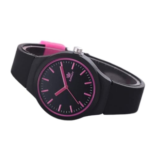 HUYTBYG Montre bracelet solide pour femme - Style décontracté - En silicone - Motif horloge - Montre parlante pour femme, Noir , One Size