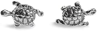 HENRYKA Sterling Silver & 24ct Gold Plate Turtle Stud Earrings 10mm x 5mm | Minimal Tiny Tortoise Jewellery | Beach Summer Fashion Accessory | Gift for Girls & Women