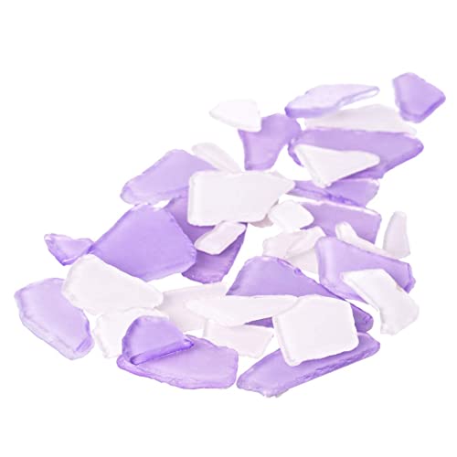 Sea Glass | 11oz Tumbled Sea Glass Decor | Bulk Seaglass Pieces for Beach Wedding Decor & Crafts | Plus Free Nautical eBook by Joseph Rains (Purple, White)