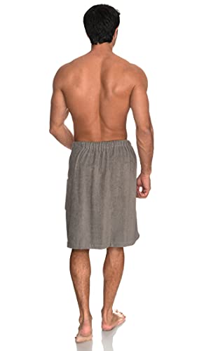 Image of TowelSelections Mens Shower Wrap Adjustable Cotton Terry Bath Gym Cover Up with Snaps Small /Large Drizzle Gray