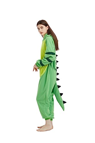 OGU DEAL Green Lizard Animal Cosplay One Piece Pajamas Lizard Oneise Halloween Costume Party Outfit for Women Men