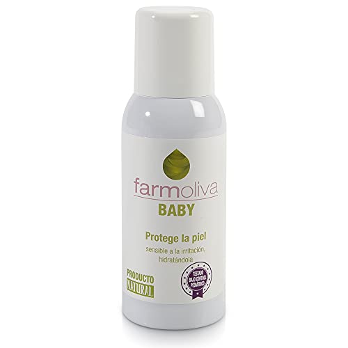 Farmoliva Baby - Spray para Bebés - 60 ml - Evita la Dermatitis de Pañal - Crema Hidratante Líquida en Aerosol para Bebés - Elaborado con Aceite de Oliva Premium - Contra Eczemas, Picor o Escozor