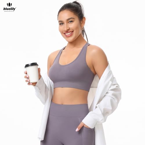 Image of High Support Sports Bras for Women,Criss Cross Strappy Back Seamless Padded | Removable Pads, A-DD Cup, Full Coverage, Seamless, Wireless, Scoop Neck, Cropped Bra, for Workout Yoga Gym Exercise Athletic