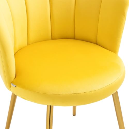 Image of Set of 2 Accent Chair for Living Room | Modern Armchair in Soft Velvet Fabric with Sturdy Legs | Premium Chair for Home Living Room Bedroom Restaurent | (Flower Design, Yellow)