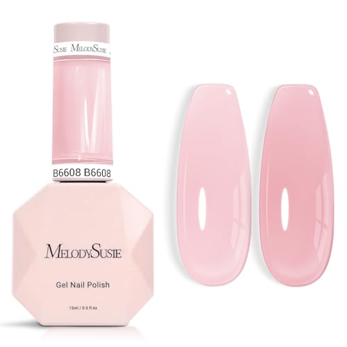 Image of MelodySusie Jeweliver Gel Nail Polish, 0.5Fl.oz light Fairy Floss Gel Polish Pink Color Soak Off UV LED Light Cure Gift for Women Manicure Nail Art DIY at Home B6608