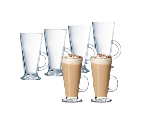 WARESHARK Pack of 6 Tall Latte Glasses Tea & Coffee Cups, Heat Resistant Glass