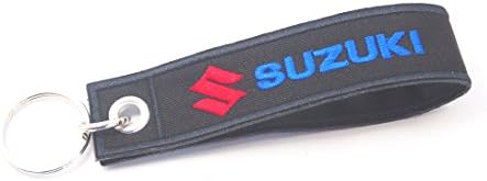 Suzuki Tag Keychain Biker Racing Motorcycle Embroidered Key Ring Holder Strap Luggage