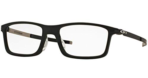 Oakley Men's Ox8096 Pitchman Asian Fit Rectangular Prescription Eyewear Frames, Satin Black/Demo Lens, 55 mm