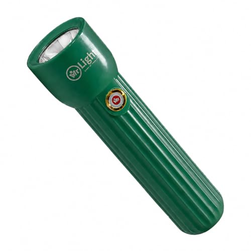 Image of Mr.Light Rechargeable LED Torch Light, USB Type-C Charging, 3 Modes (High /Low /Strobe), Up to 20 Hours Backup, Mini Lightweight Pocket Flashlight for Home, Camping, Hiking & Work (Dark Green)