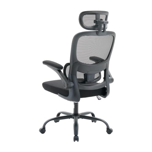 SIHOO M102C PRO Cadeira de escritório ergonômica, cadeira de mesa com encosto alto, suporte lombar, cadeira giratória para computador com encosto de cabeça ajustável, função de inclinação, preta