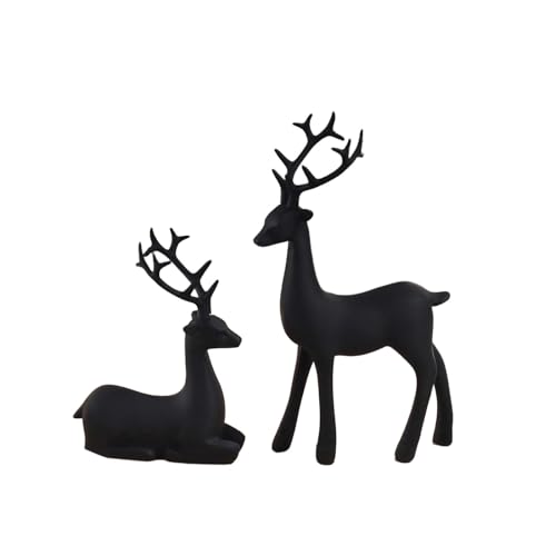 Moderne Weihnachtsdeko Schwarz 22 Generisch 2 Stück Hirsch Weihnachten Deko – Harz sitzende und...