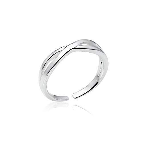 Big Apple Hoops - High Polished Genuine 925 Sterling Silver Adjustable Toe Ring for Finger, Knuckle, Midi, Pinky or Toe with Various Styles Special Gifts for Women, Teens, Men