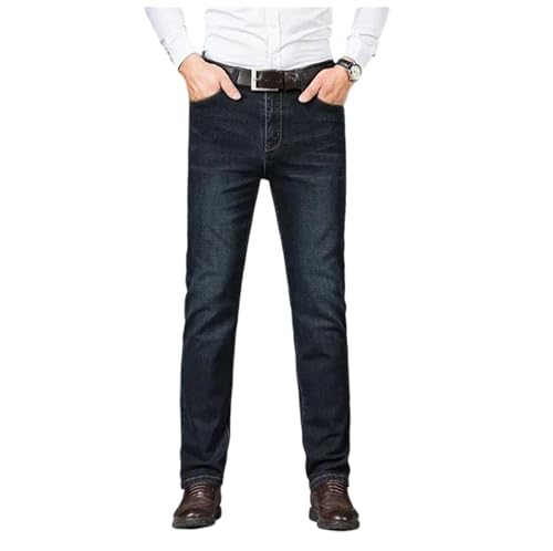 Men's Large Size Jeans Business Casual Stretch Denim Pants Loose Straight Classic Fit Comfortable Trousers