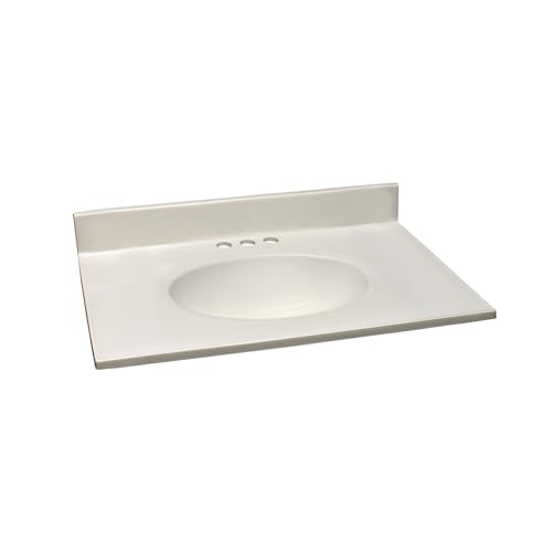 Design House Vanity Top with Sink, 4 in Backsplash, Cultured Marble, Centerset, Ivory, 31 in W x 19 in D x 10.45 in H, 586289