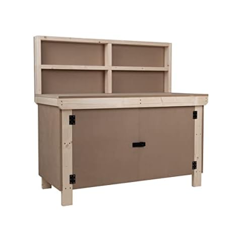 Wooden MDF Workbench with Lockable Cupboard Cover