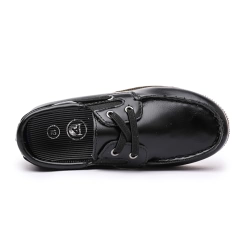 DADAWEN Jungen Mädchen Anzugschuhe mit 2 Loch Schnürsenkeln Oxfords Schule Loafers,Schwarz,29 EU
