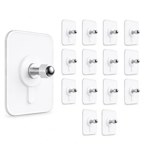 Image of CERLINK Self Adhesive Screw Hooks for Hanging Heavy Items | Heavy Duty Wall Hooks Without Drilling | Strong Sticker Hooks for Clothes, Towels & Home Organization | Nail Free Wall Mounted Hooks-Pack15