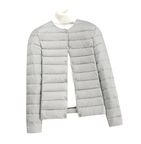 Plumas Ligeros Mujer Chaqueta Plumifero Ultraligero Mujer Abrigo Plumas Plumon Mujer Acolchado Plumífero Ultraligero Mujer Plumiferos Ligero Mujer Cazadora Plumas Mujer Puffer Down Jacket Women Gris M