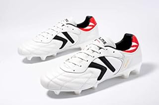 KELME Soccer Cleats Men's FG - Pro Calfskin Leather Soccer Shoes - Outdoor/Indoor Football Boots Unisex Adult Sizes (White, 9)