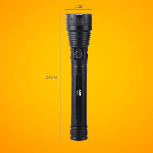 Image of Rechargeable LED Metal Torch Zoomable 5 Modes Flashlight, Super Bright 200 W LED Light with 2400mAh Battery (MZ M982)