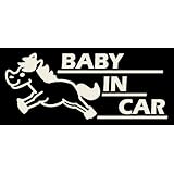 ベビーインカー 馬 デザイン ロゴ カッティングステッカー (選べる20色) (中, 12.白)