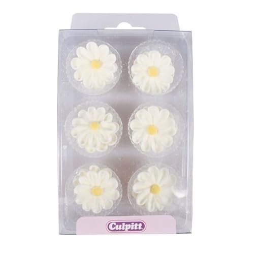 White Daisy Sugar Toppers - 12 Pack