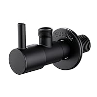 Ibergrif Eckventil 1/2 Zoll Wandanschluss, 3/8 Zoll Schlauchanschluss, Eckregulierventil, Waschbecken für Kalt Warmwasser Trinkwasser, Ventil Messing, Schwarz