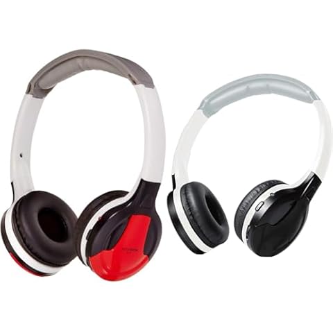 XO Vision IR630R/IR630BL Universal IR Wireless Foldable Headphones Bundle - RED and Black Bluetooth Headphones for Car Entertainment System Cover