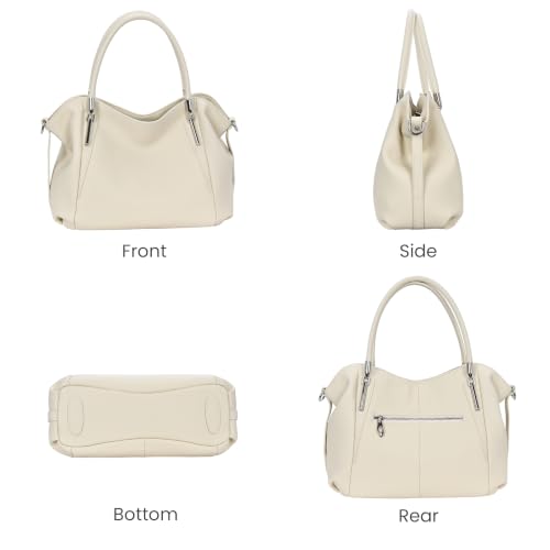 Image of HESHE Leather Shoulder Purses for Women Tote Handbags Satchel Hobo Handbag | Designer Genuine Leather Travel Top Handle Work Bag Ladies Crossbody Purses Adjustable Straps Large Capacity Zippered Closure