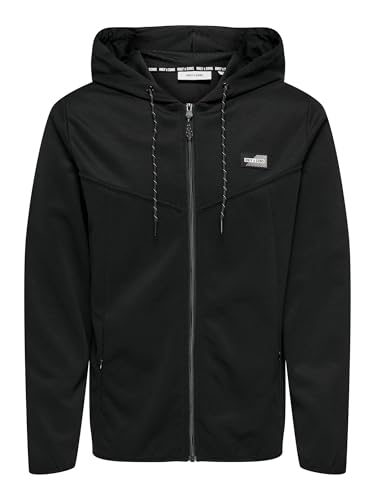 ONLY & SONS Onsliam Reg-Mono con Capucha Chaqueta Deportiva, Negro, S para Hombre